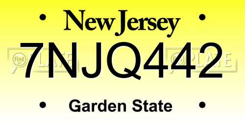 7NJQ442 New Jersey License Plate