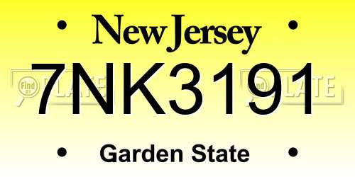 7NK3191 New Jersey License Plate