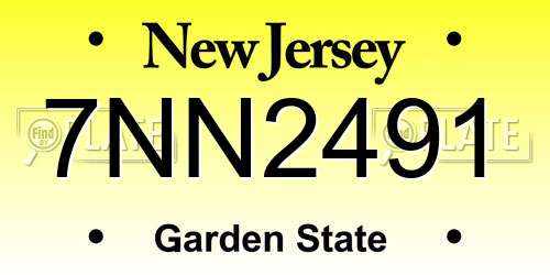 7NN2491 New Jersey License Plate