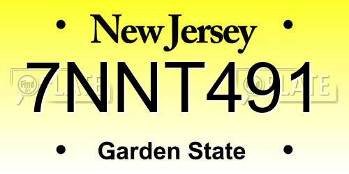 7NNT491 New Jersey License Plate