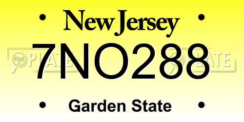 7NO288 New Jersey License Plate