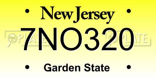 7NO320 New Jersey License Plate