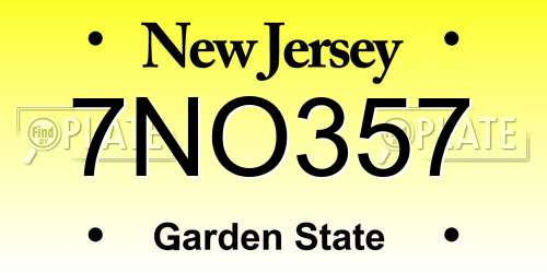 7NO357 New Jersey License Plate