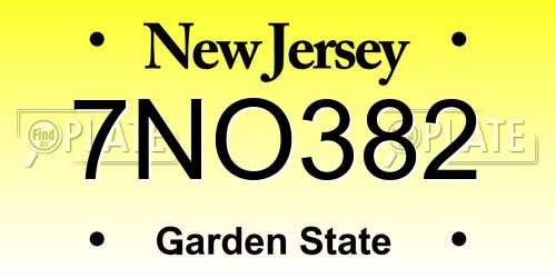 7NO382 New Jersey License Plate