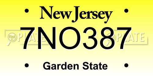 7NO387 New Jersey License Plate