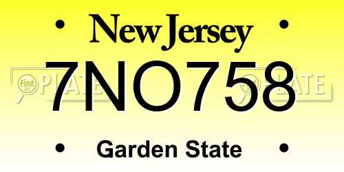 7NO758 New Jersey License Plate