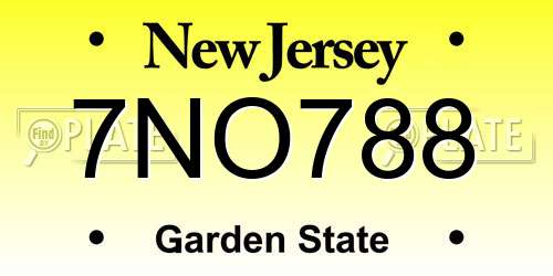 7NO788 New Jersey License Plate
