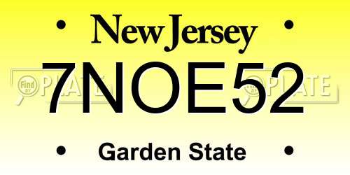 7NOE52 New Jersey License Plate