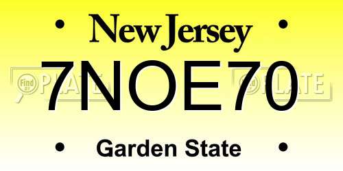 7NOE70 New Jersey License Plate