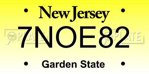 7NOE82 New Jersey License Plate