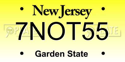 7NOT55 New Jersey License Plate