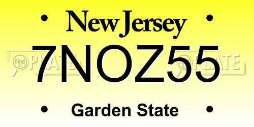 7NOZ55 New Jersey License Plate