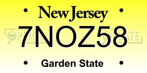 7NOZ58 New Jersey License Plate
