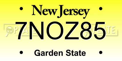 7NOZ85 New Jersey License Plate