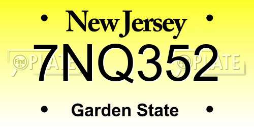 7NQ352 New Jersey License Plate