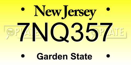 7NQ357 New Jersey License Plate