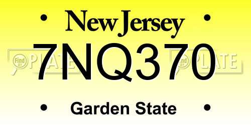 7NQ370 New Jersey License Plate