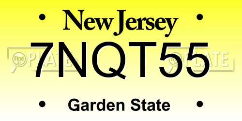 7NQT55 New Jersey License Plate