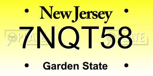 7NQT58 New Jersey License Plate