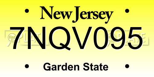 7NQV095 New Jersey License Plate