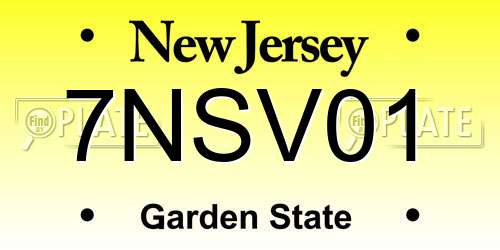 7NSV01 New Jersey License Plate