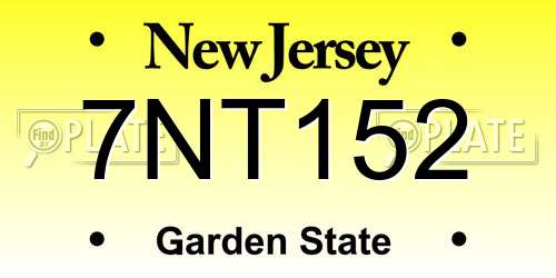 7NT152 New Jersey License Plate