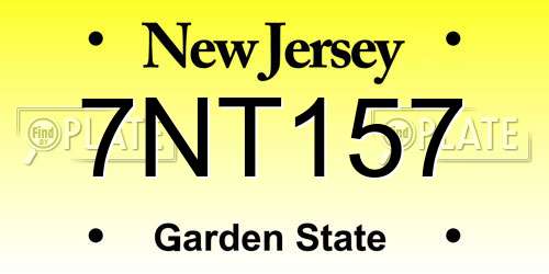 7NT157 New Jersey License Plate