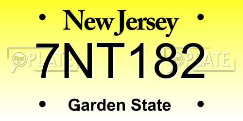 7NT182 New Jersey License Plate