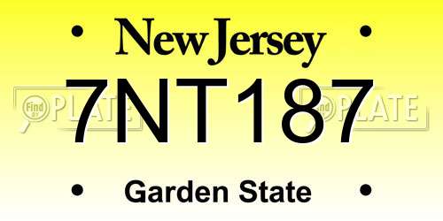 7NT187 New Jersey License Plate