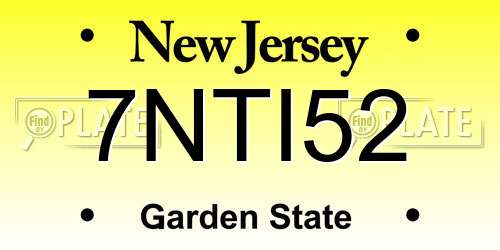 7NTI52 New Jersey License Plate