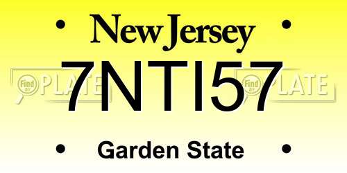 7NTI57 New Jersey License Plate