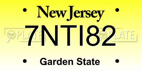 7NTI82 New Jersey License Plate