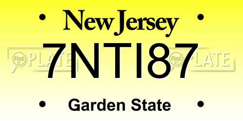 7NTI87 New Jersey License Plate