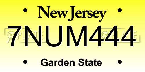 7NUM444 New Jersey License Plate