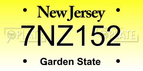7NZ152 New Jersey License Plate