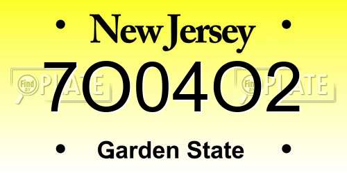 7O04O2 New Jersey License Plate