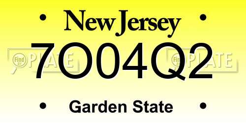 7O04Q2 New Jersey License Plate