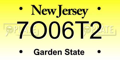 7O06T2 New Jersey License Plate