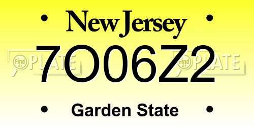 7O06Z2 New Jersey License Plate