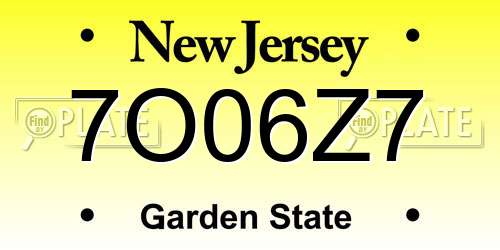 7O06Z7 New Jersey License Plate