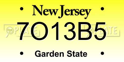 7O13B5 New Jersey License Plate