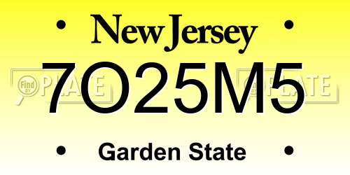 7O25M5 New Jersey License Plate