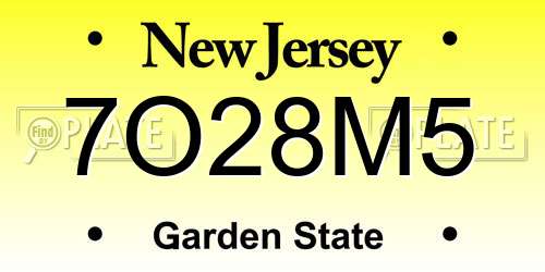 7O28M5 New Jersey License Plate