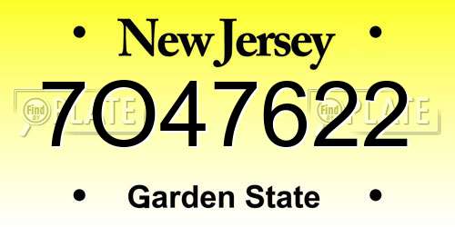 7O47622 New Jersey License Plate