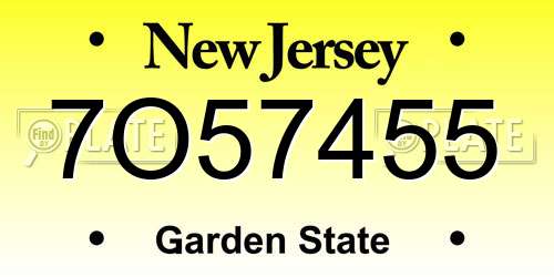 7O57455 New Jersey License Plate