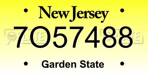 7O57488 New Jersey License Plate
