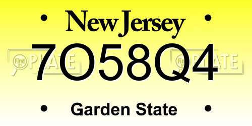 7O58Q4 New Jersey License Plate