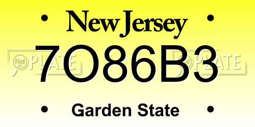 7O86B3 New Jersey License Plate