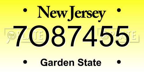 7O87455 New Jersey License Plate