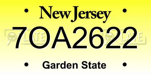 7OA2622 New Jersey License Plate